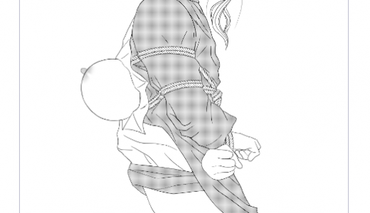 DL同人「就活女子、拘束面接（第三章）」23,24ページ下書き